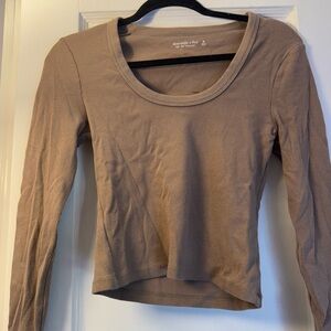 Abercrombie & Fitch Women's Tan Long Sleeve Top